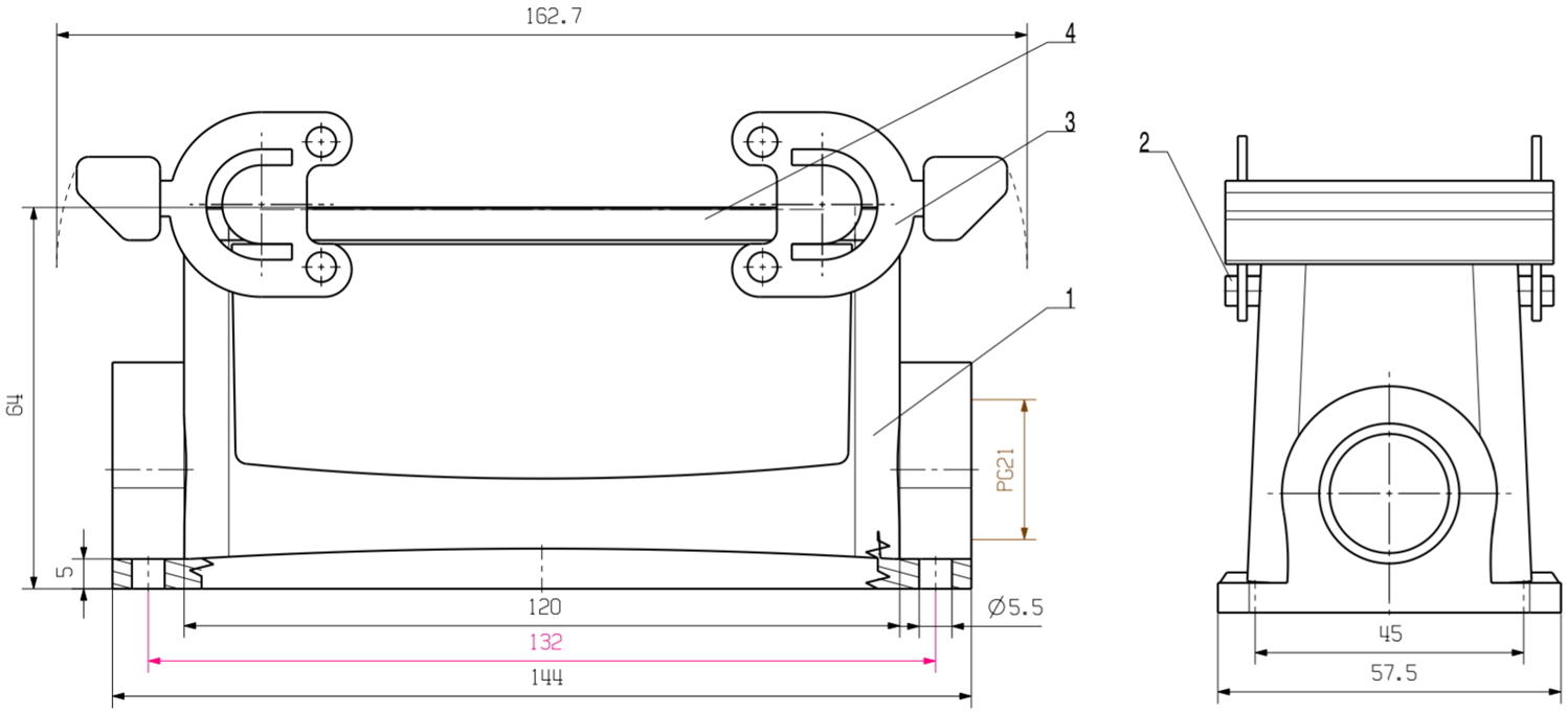 בסיס למחבר תעשייתי WEIDMULLER HE HDC 24B SBU 1PG21G